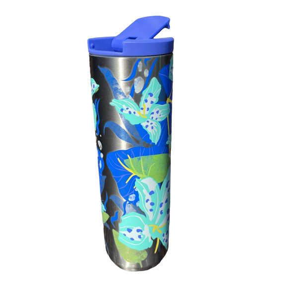 Starbucks Stainless Insulated Tumbler Floral Lily Hibiscus 16oz Summer 2021 EUC! - Picture 2 of 4